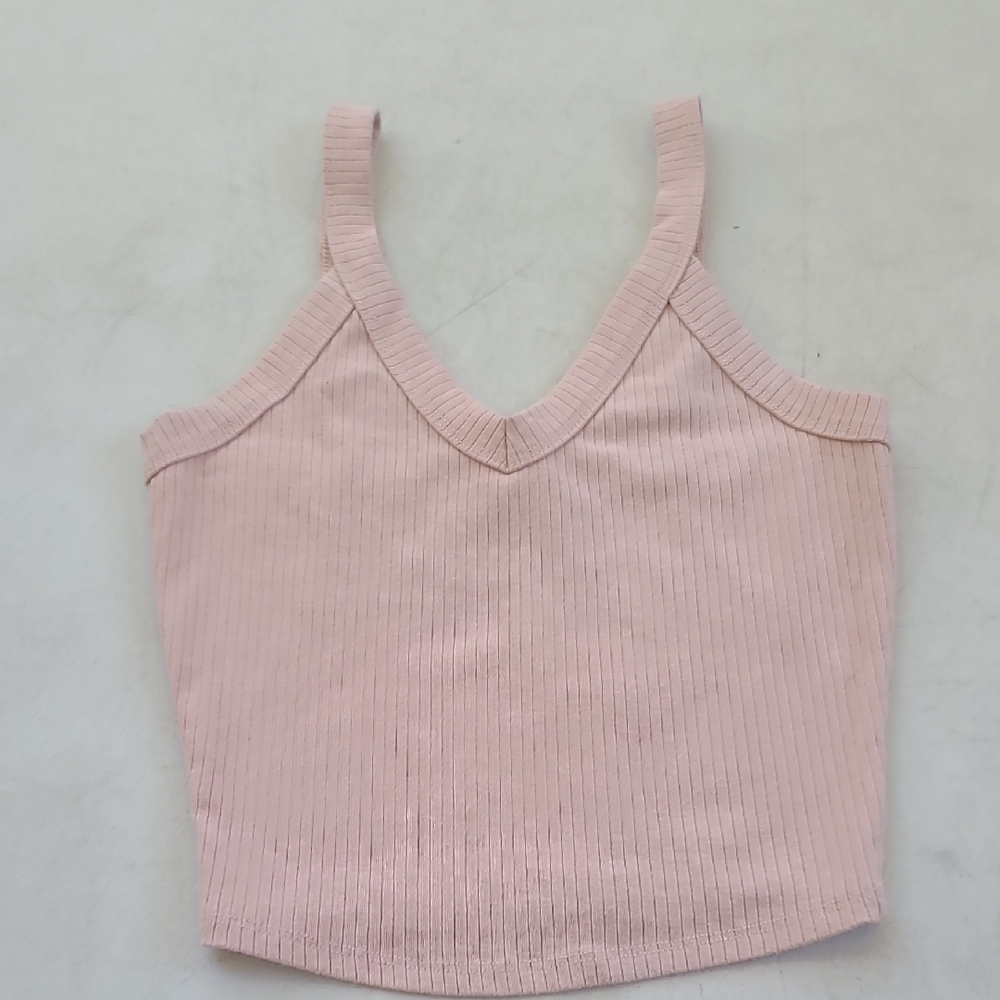 Soft Pink Ribbed Women's Crop Top